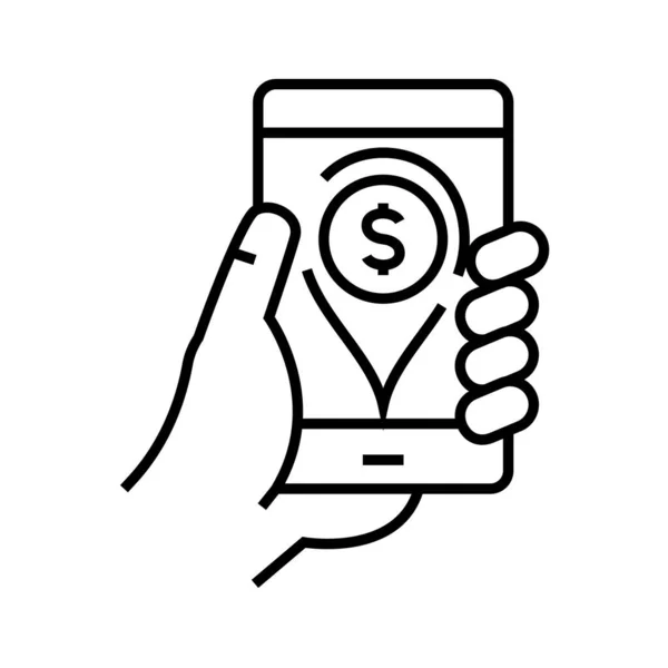 Mobile payment line icon, concept sign, outline vector illustration, linear symbol. — 图库矢量图片