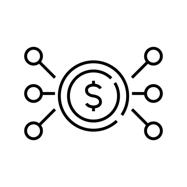 Money distribution line icon, concept sign, outline vector illustration, linear symbol. — Stok Vektör