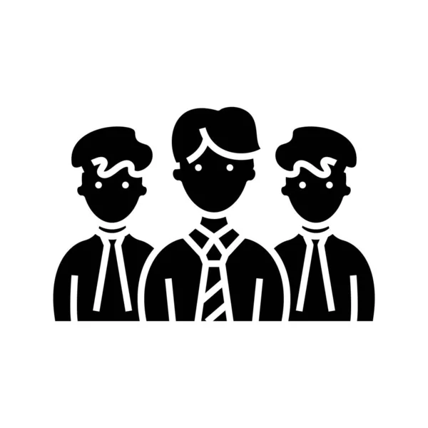 Collectif d'employés icône noire, illustration de concept, symbole plat vectoriel, panneau de glyphe . — Image vectorielle