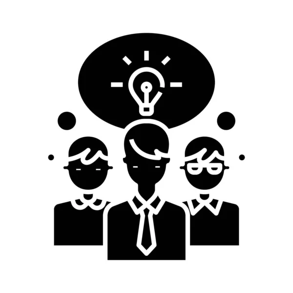 Brainstorming collectif icône noire, illustration de concept, symbole plat vectoriel, signe de glyphe . Vecteur En Vente