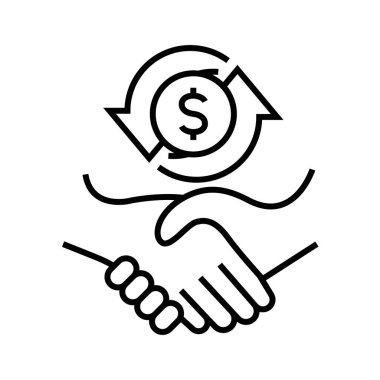 Ortaklık anlaşması çizgi simgesi, kavram işareti, özet vektör çizimi, doğrusal sembol.