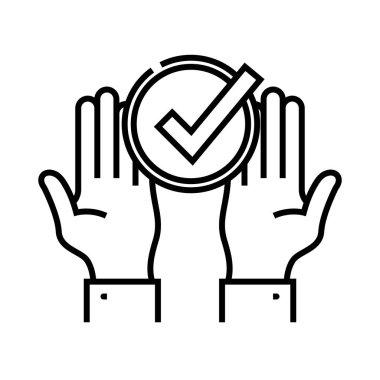 Sonuç çizgisi simgesi, kavram işareti, taslak vektör çizimi, doğrusal sembol.