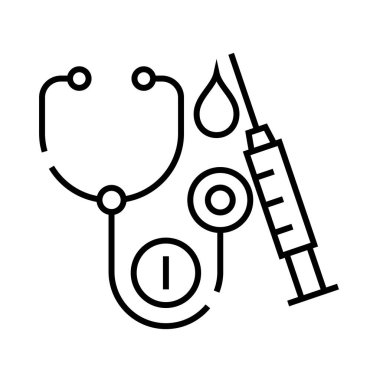 Tıbbi terapi çizgisi simgesi, kavram işareti, ana hatlı vektör çizimi, doğrusal sembol.