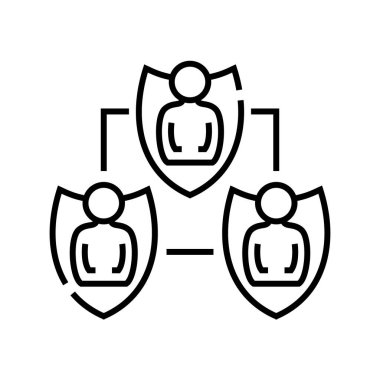 Koruma servisi simgesi, konsept işareti, ana hatlı vektör çizimi, doğrusal sembol.