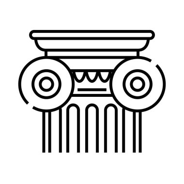 İyonik sıra çizgisi simgesi, kavram işareti, dış hat vektör çizimi, doğrusal sembol.