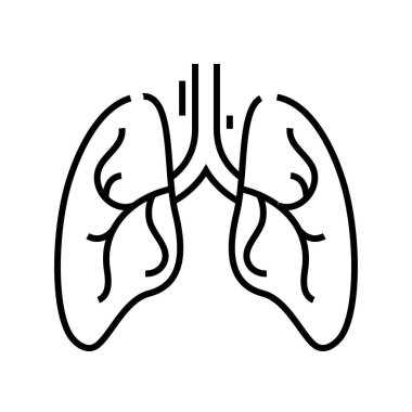 Ciğerler çizgi simgesi, kavram işareti, ana hatlar vektör çizimi, doğrusal sembol.