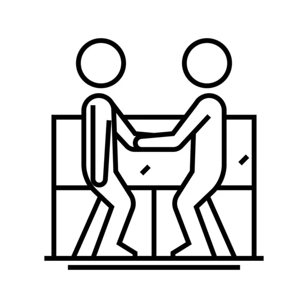 Meeting line icon, concept sign, outline vektor illustration, linear symbol. — Stockvektor