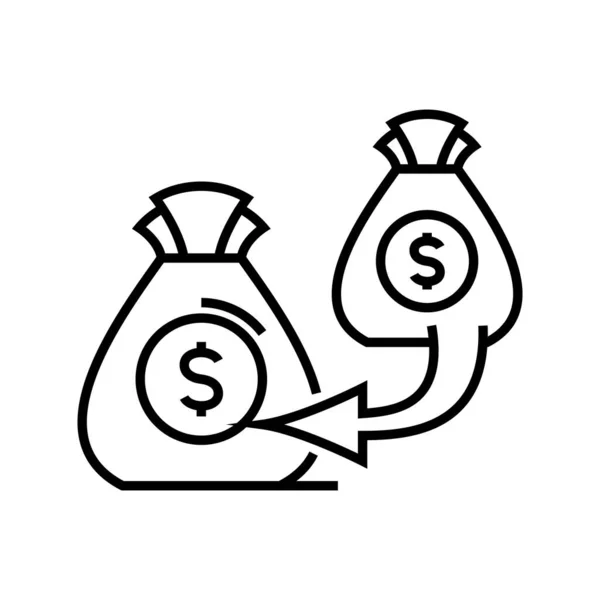 Icône de ligne de transfert d'argent, signe conceptuel, illustration vectorielle, symbole linéaire . — Image vectorielle