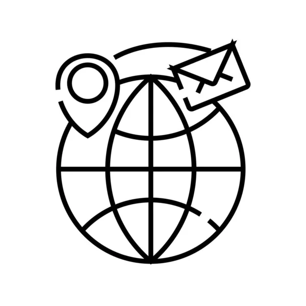 Internationale Messaging-Linie Symbol, Konzeptzeichen, Umrissvektorillustration, lineares Symbol. — Stockvektor