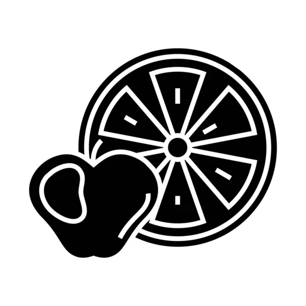 Frutas icono negro, concepto de ilustración, vector símbolo plano, signo de glifo . — Vector de stock