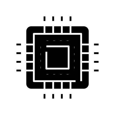 Gpu siyah simgesi, konsept illüstrasyon, vektör düz sembol, kabartma işareti.