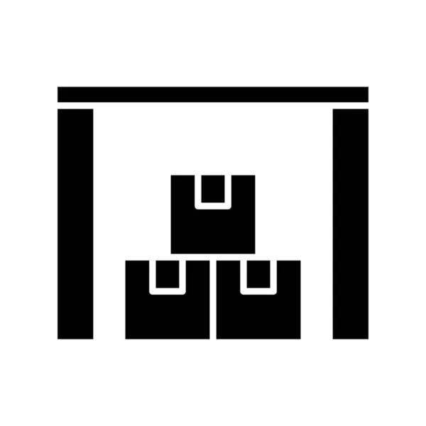 Goederen opslagruimte zwart pictogram, concept illustratie, vector vlakke symbool, teken van glyph. — Stockvector