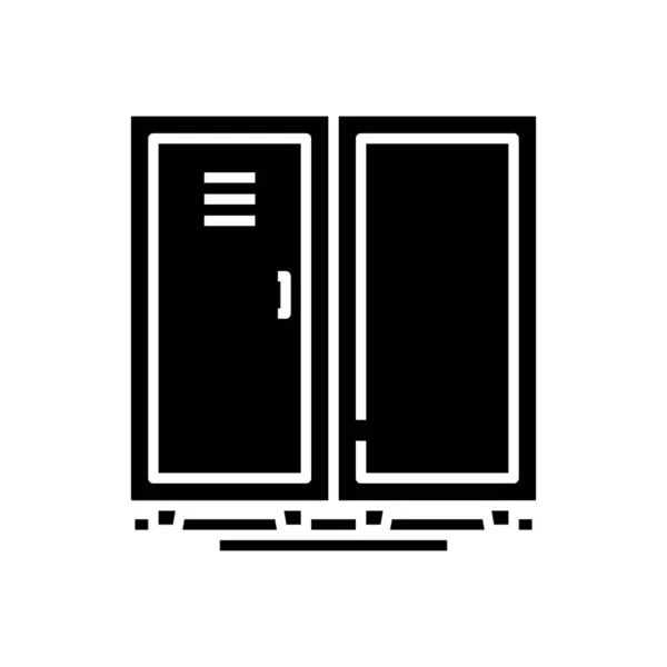 Gimnasio locker icono negro, concepto de ilustración, vector de símbolo plano, signo de glifo . — Archivo Imágenes Vectoriales