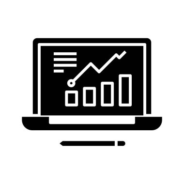 Grafik veri siyah simgesi, konsept illüstrasyon, vektör düz sembol, kabartma işareti.