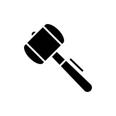Çekiç siyah simge, konsept illüstrasyon, vektör düz sembol, sembol işareti.
