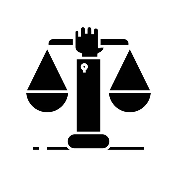 Main de justice icône noire, illustration de concept, symbole plat vectoriel, signe de glyphe . — Image vectorielle