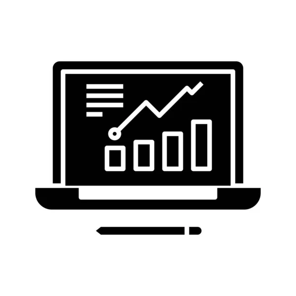 Datos gráficos icono negro, concepto de ilustración, vector de símbolo plano, signo de glifo . — Archivo Imágenes Vectoriales