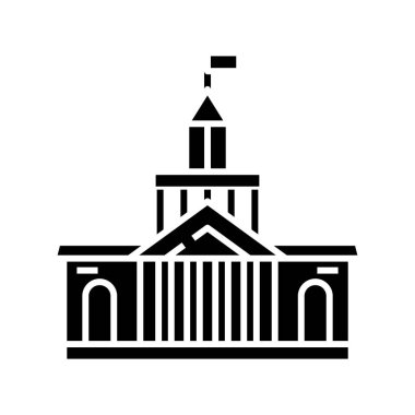 Hükümet binası simgesi, konsept illüstrasyon, vektör düz sembol, sembol işareti.