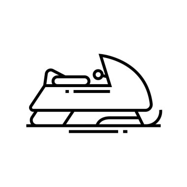 Sledge çizgi simgesi, kavram işareti, ana hatlı vektör çizimi, doğrusal sembol.