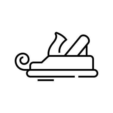 Kızak çizgisi simgesi, kavram işareti, ana hatlı vektör çizimi, doğrusal sembol.