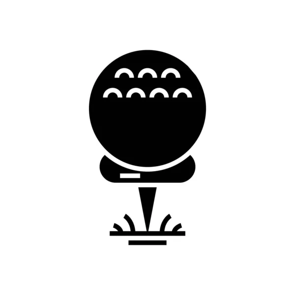 Golf labda fekete ikon, koncepció illusztráció, vektor lapos szimbólum, glyph jel. — Stock Vector