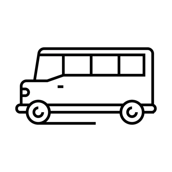 Schulbuslinien-Symbol, Konzeptzeichen, Umrissvektorillustration, lineares Symbol. — Stockvektor