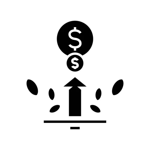 Icône noire de revenu croissant, illustration de concept, symbole plat vectoriel, signe de glyphe . — Image vectorielle