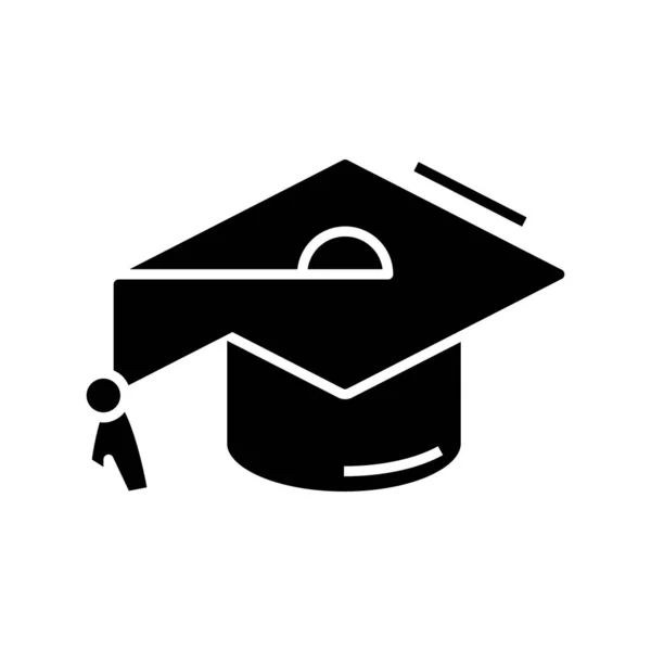 Graduation black icon, concept illustration, vector flat symbol, glyph sign. — Stok Vektör