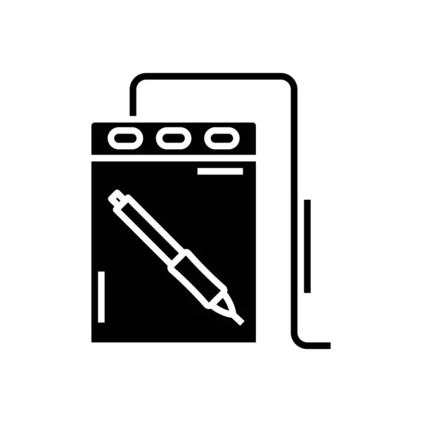 Graphic tablet black icon, concept illustration, vector flat symbol, glyph sign. — 스톡 벡터