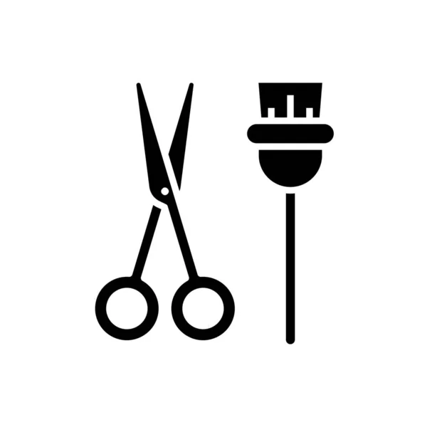 Instrumentos de peluquería icono negro, concepto de ilustración, vector de símbolo plano, signo de glifo . — Vector de stock