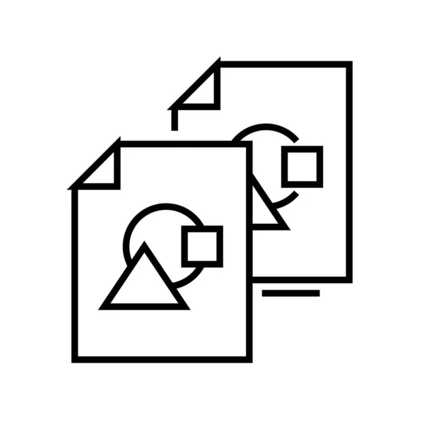 Icono de línea de archivos similares, signo de concepto, ilustración de vector de contorno, símbolo lineal . — Vector de stock