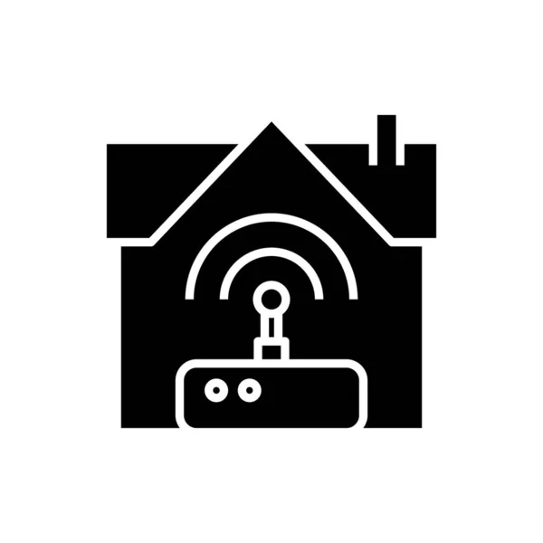 Домашня інтернет чорна ікона, концептуальна ілюстрація, векторний плоский символ, знак гліфа . — стоковий вектор