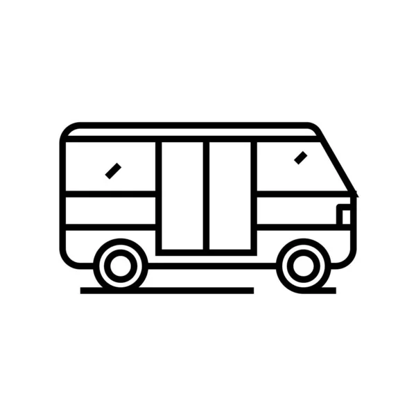 Small bus line icon, concept sign, outline vector illustration, linear symbol. — ストックベクタ