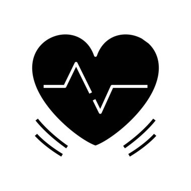 Heart rate black icon, concept illustration, vector flat symbol, glyph sign.