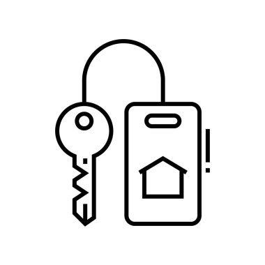 Room key line icon, concept sign, outline vector illustration, linear symbol.
