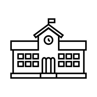 School building line icon, concept sign, outline vector illustration, linear symbol.