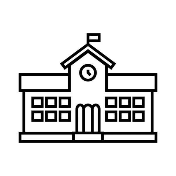 School building line icon, concept sign, outline vector illustration, linear symbol. — Stockvektor