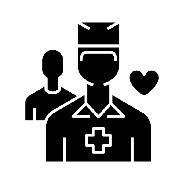 Icône noire de travailleur de la santé, illustration de concept, symbole plat vectoriel, signe de glyphe . — Image vectorielle