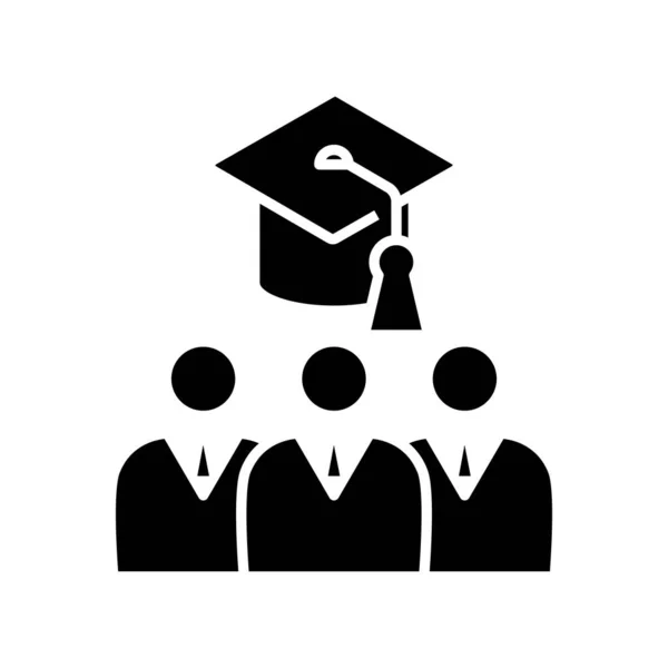 Graduates black icon, concept illustration, vector flat symbol, glyph sign. — Stockový vektor