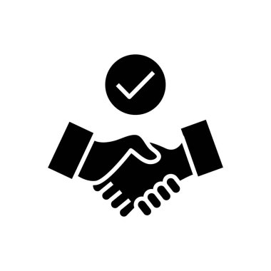 Handshake black icon, concept illustration, vector flat symbol, glyph sign.