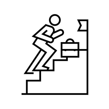 Rising career line icon, concept sign, outline vector illustration, linear symbol.