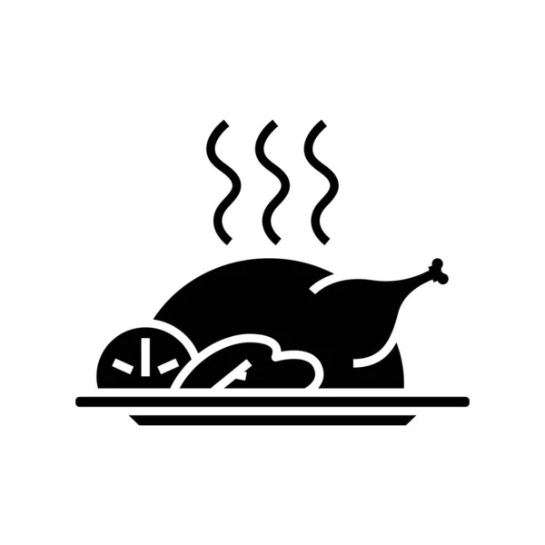 Dîner de vacances icône noire, illustration de concept, symbole plat vectoriel, signe de glyphe . — Image vectorielle