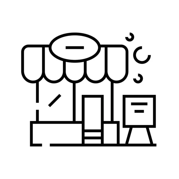 Roadside cafe line icon, concept sign, outline vector illustration, linear symbol. — ストックベクタ