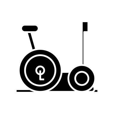 Gym trainer black icon, concept illustration, vector flat symbol, glyph sign.