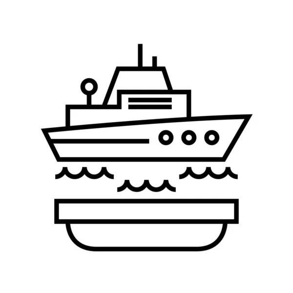 Ship insurance line icon, concept sign, outline vector illustration, linear symbol. — 스톡 벡터