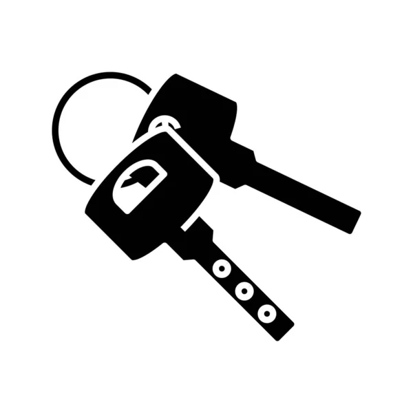 Черный значок с домашними ключами, концептуальная иллюстрация, векторный плоский символ, знак знака . — стоковый вектор