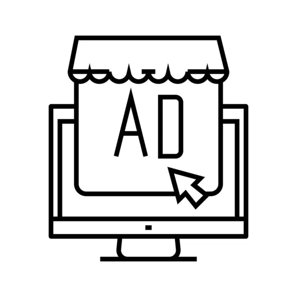 Shop ads line icon, concept sign, outline vector illustration, linear symbol. — Stock vektor