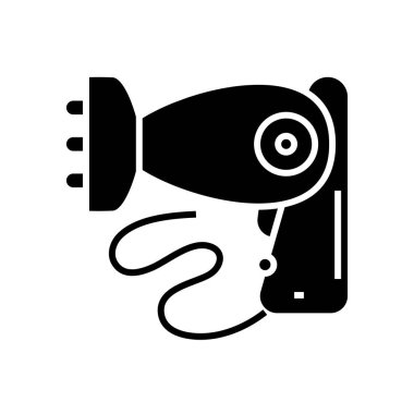 Hairdryer black icon, concept illustration, vector flat symbol, glyph sign.