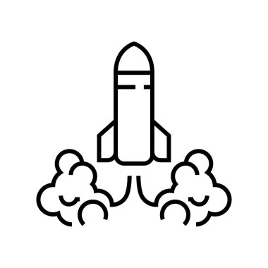 Shuttle launch line icon, concept sign, outline vector illustration, linear symbol.