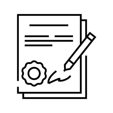 Signing a contract line icon, concept sign, outline vector illustration, linear symbol.